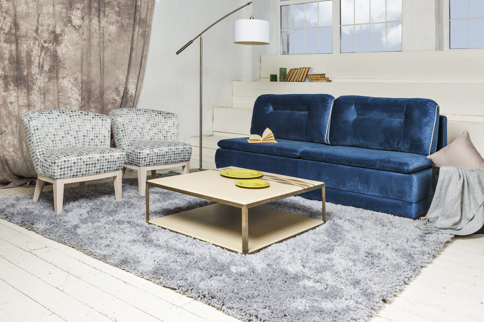 Синий диван в интерьере гостиной: фотографии. Синий диван в интерьерекухни. – Статьи Anderssen